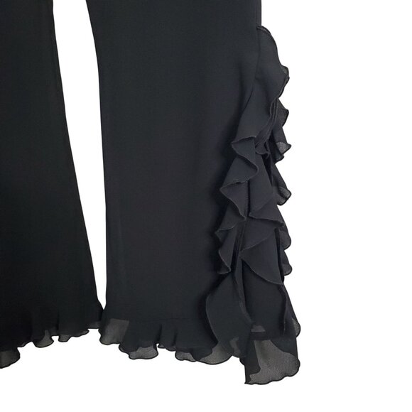 Cache Size 8 Pants Chiffon Rumba Ruffle Flare Slit Legs Layers Flowy Dance Party - Picture 7 of 10